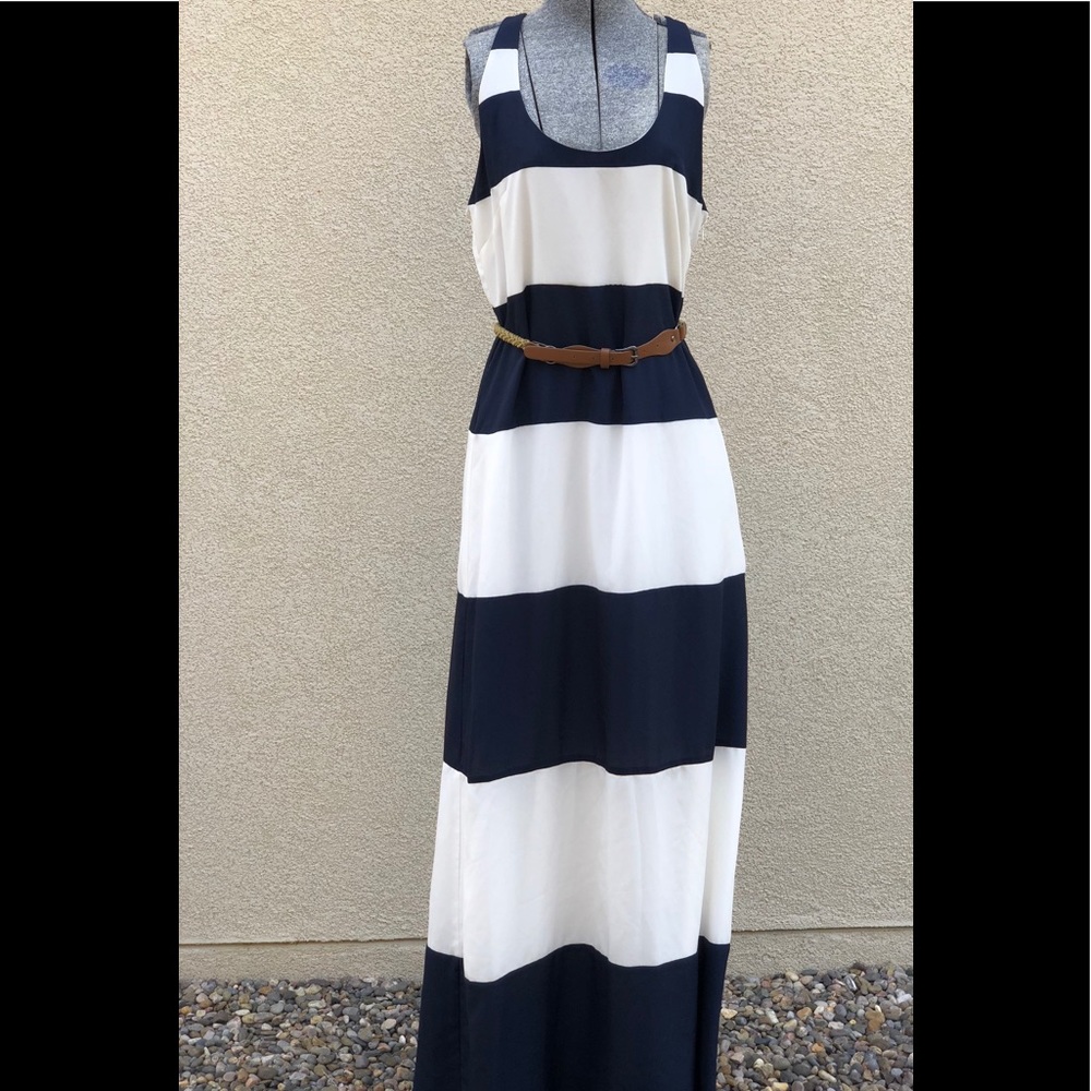 Nautical style maxi dress